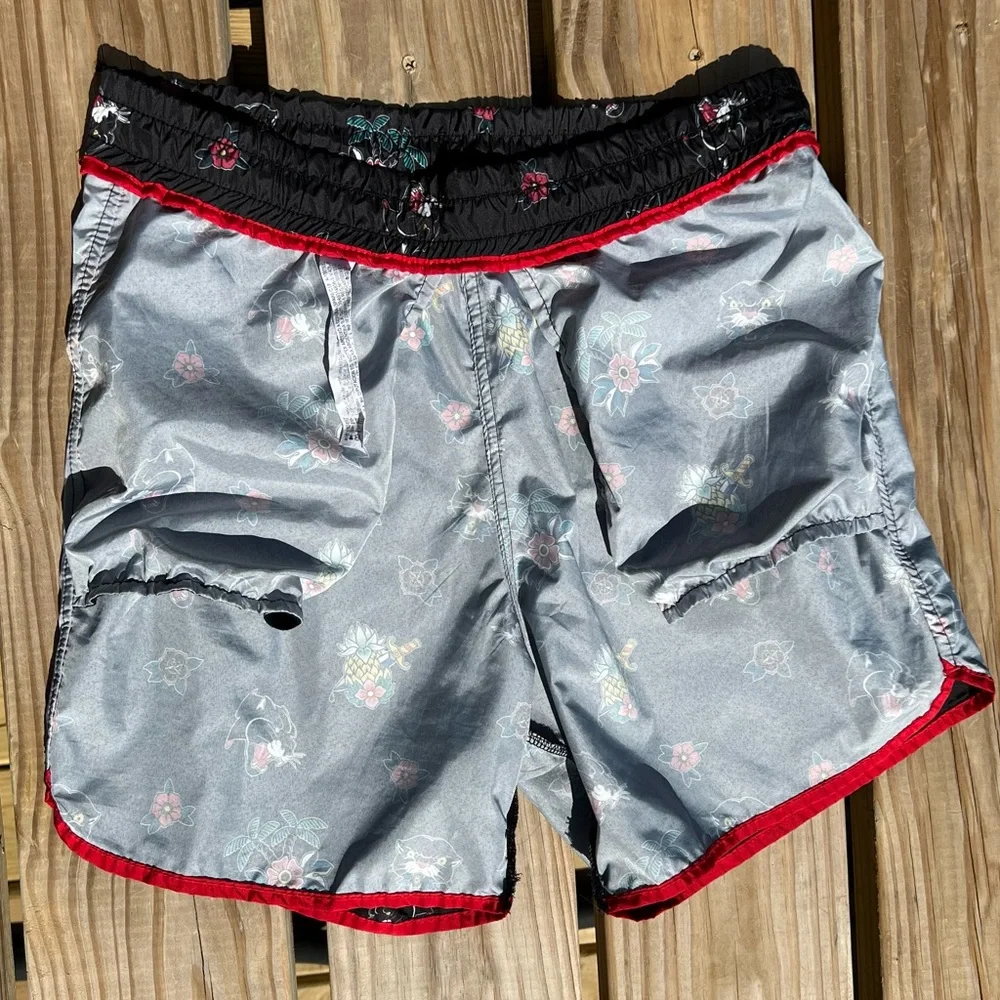 - Zara Sz S Tiger Pineapple Floral Print Board Shorts! EUC!